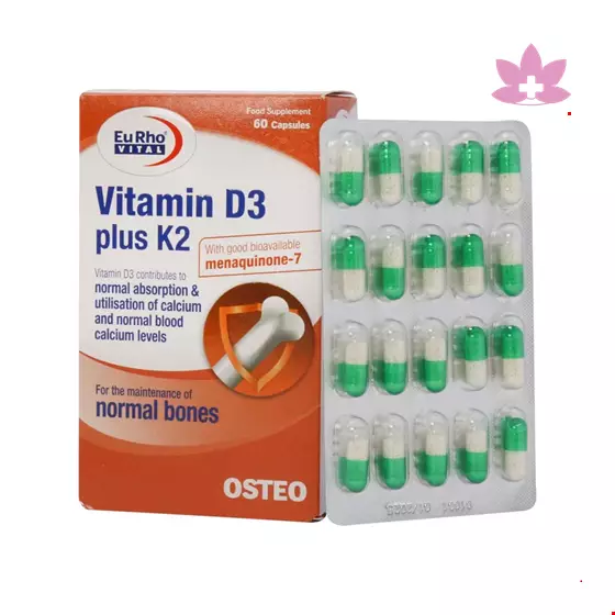 Eurho Vital Vitamin D3 1000 IU K2 60 Capsules
